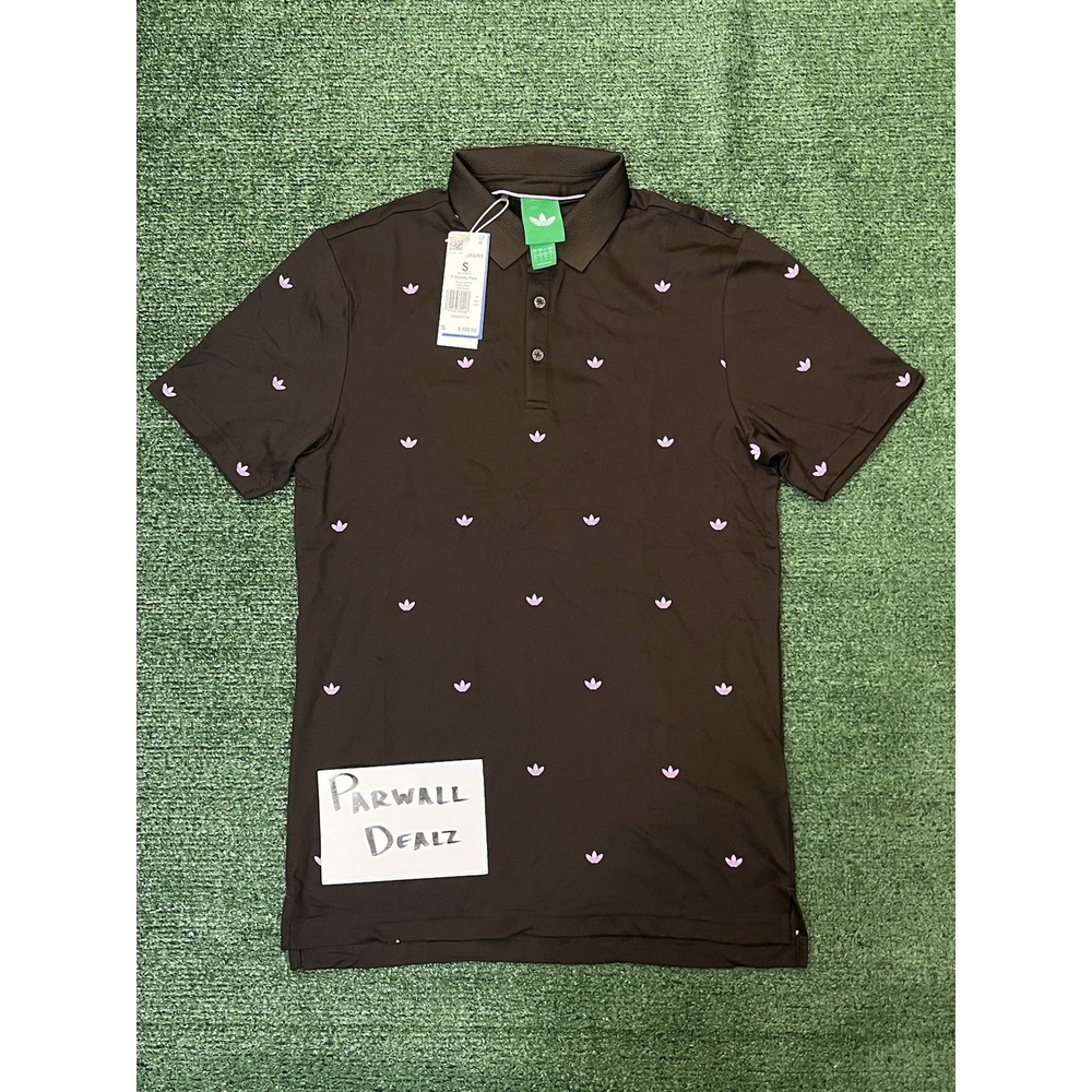 Adidas Originals Monogram Trefoil Polo Shirt Golf Men's Small Brown Pink JX9265
